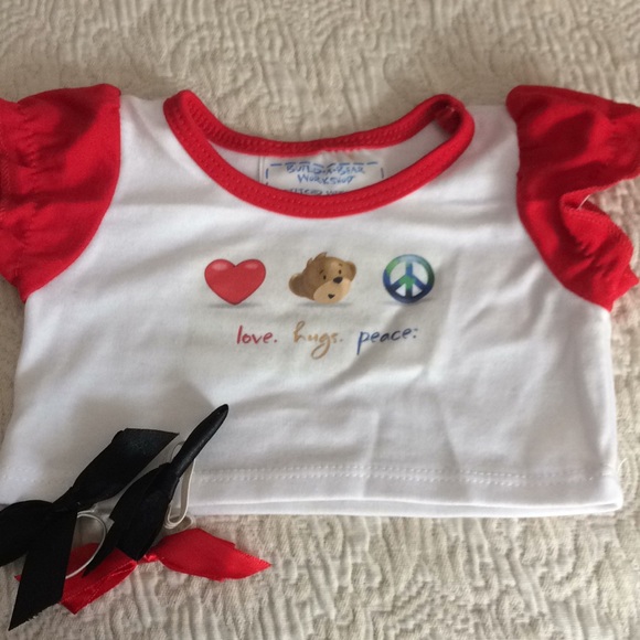 Build-A-Bear 2 pants 4 tops 1 mp3 7 bows 6 hangers - Picture 5 of 8